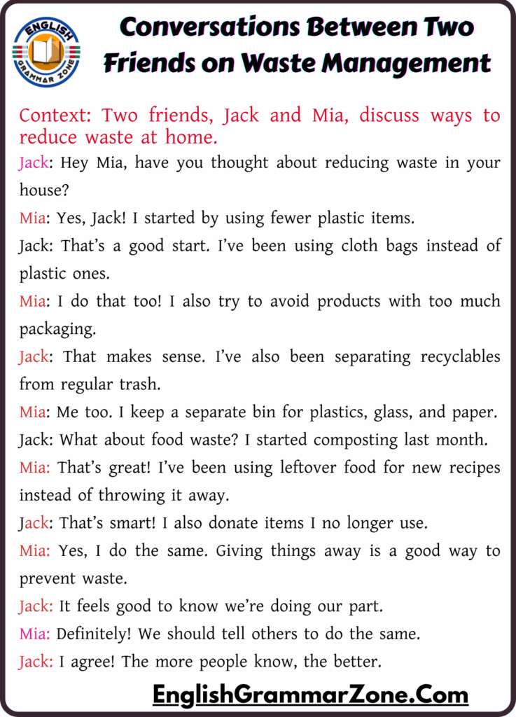 Conversations Between Two Friends on Waste Management