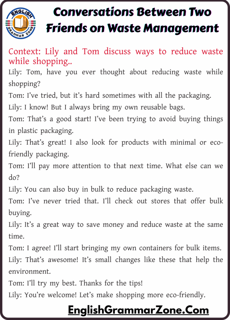 Conversations Between Two Friends on Waste Management