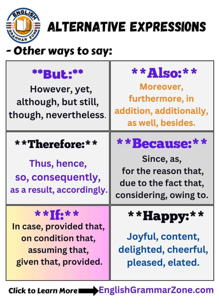 6 English Words and Alternative Expressions