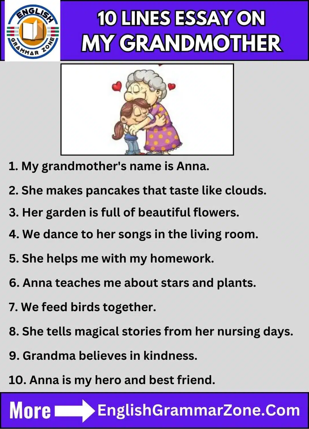 10 Lines Short And Long Essay On My Grandmother