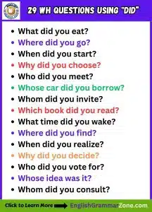 WH Questions Using "Did”