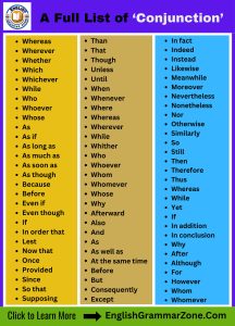 A Full List of ‘Conjunction’