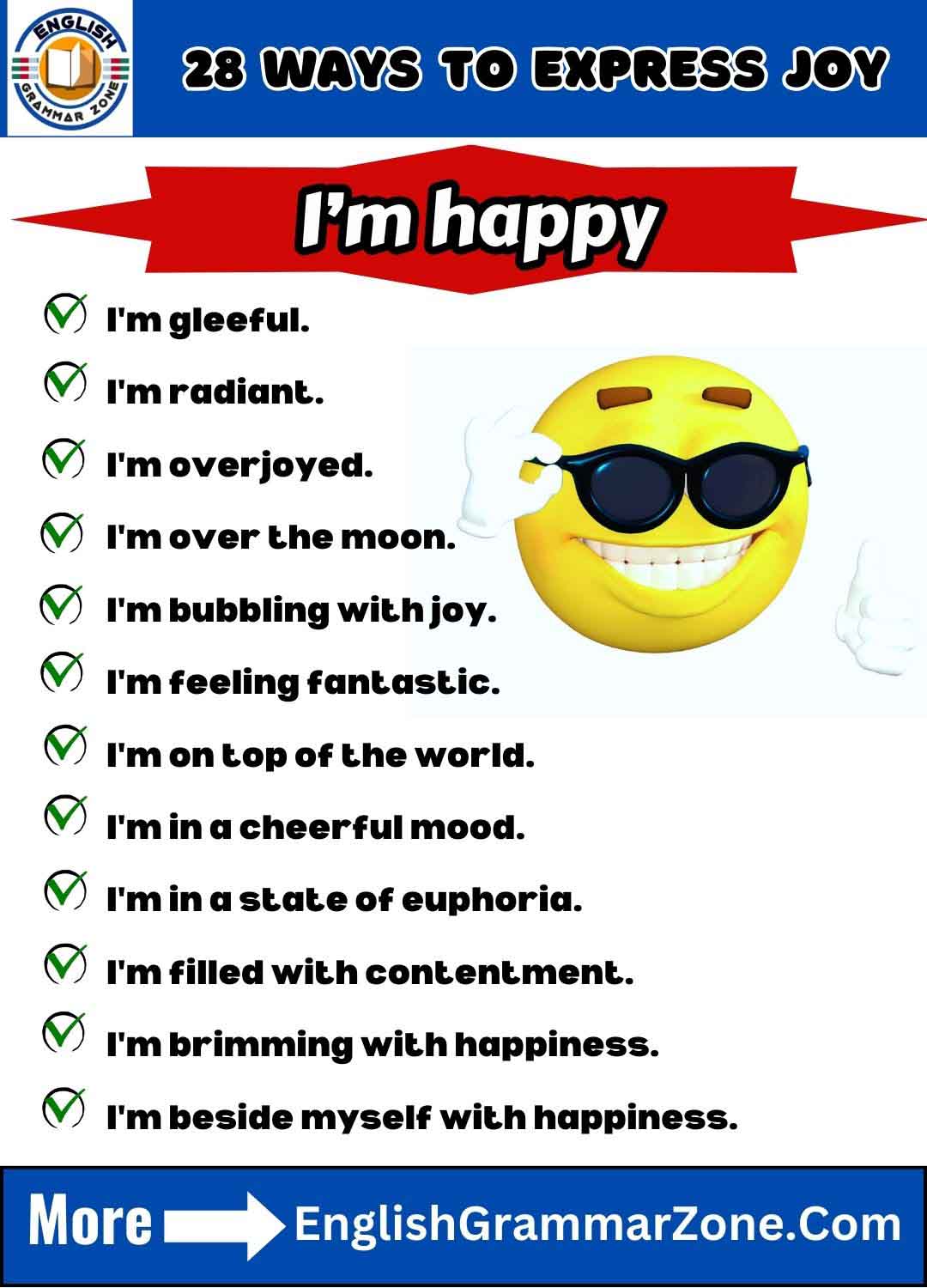 28 Ways to Express Joy A Guide to Alternatives for I'm Happy