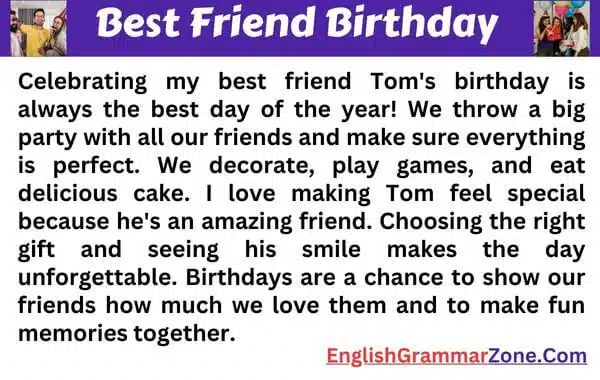 Paragraph on Best Friend Birthday