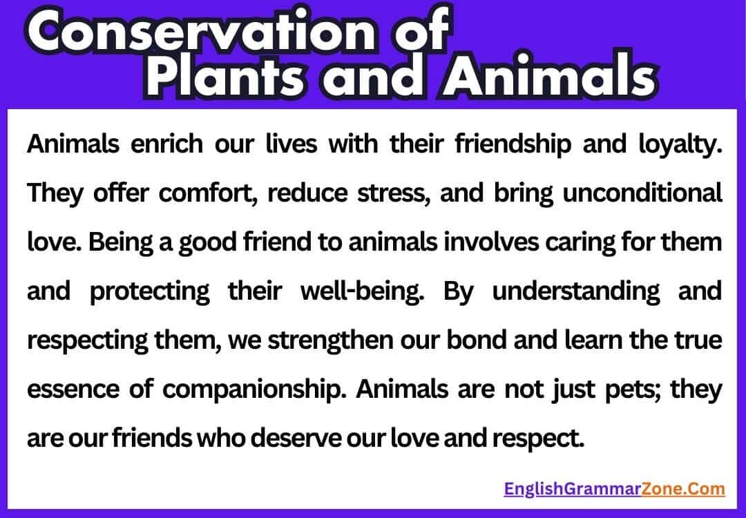 Paragraph on Conservation of Plants and Animals