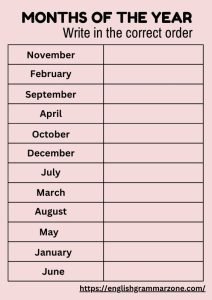 12 English Months Of The Year Worksheets For Kids| Printable Worksheets
