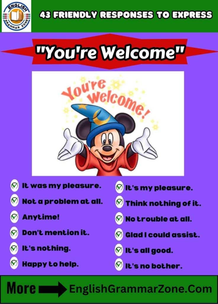Learn 43 Friendly Responses To Express You're Welcome