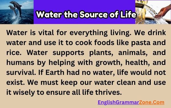Paragraph on water the source of life for English