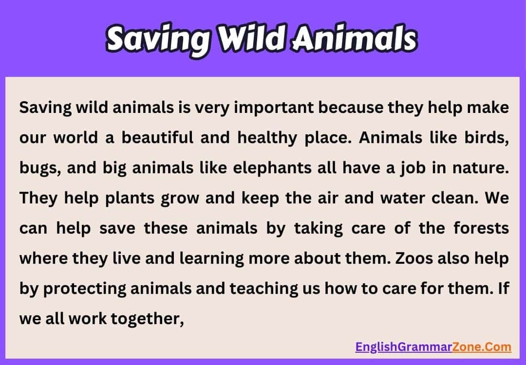 Paragraph on Save Wild Animals