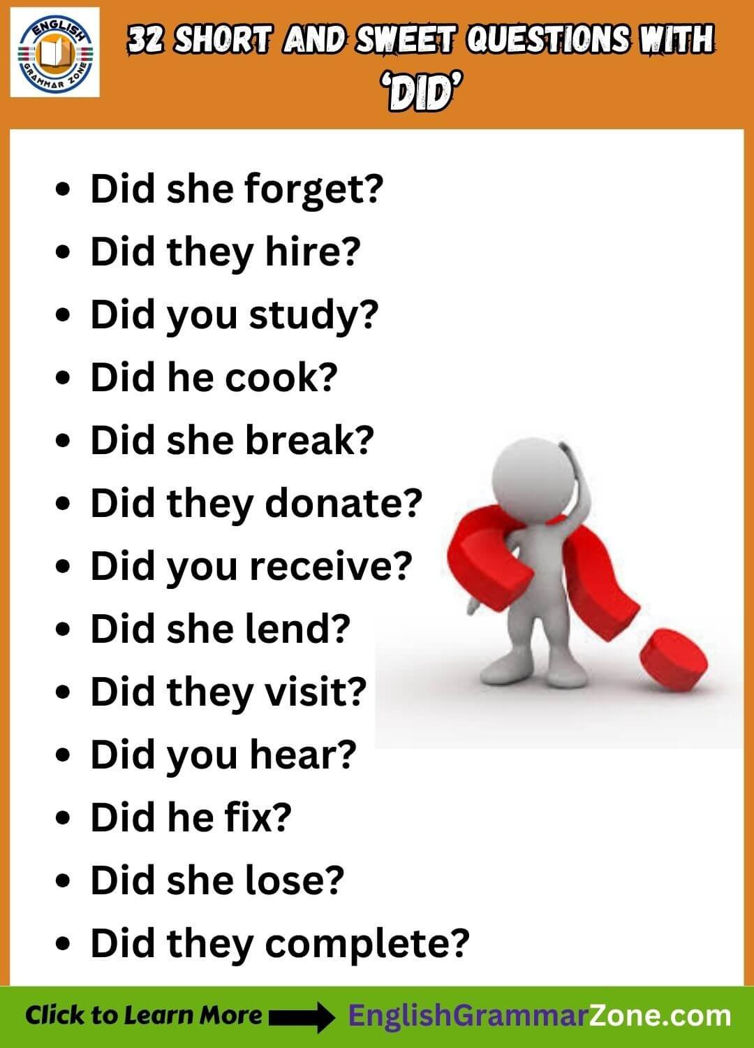 Master 32 Short And Sweet Questions Starting With Did