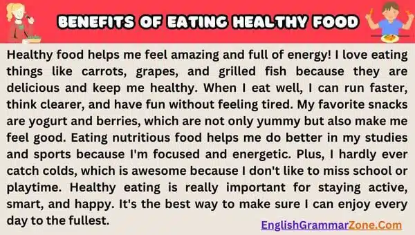 Short paragraph on benefits of eating healthy food
