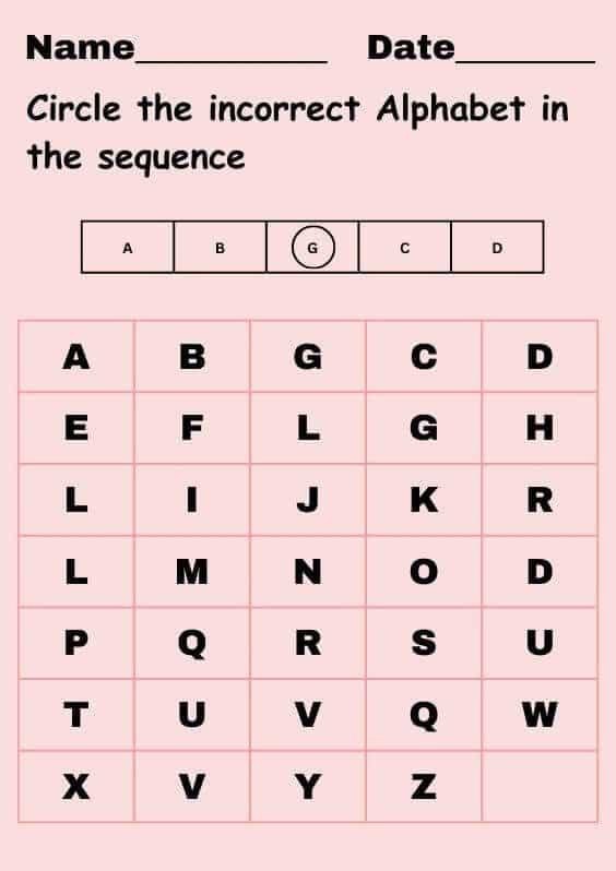 circle the correct alphabet worksheet