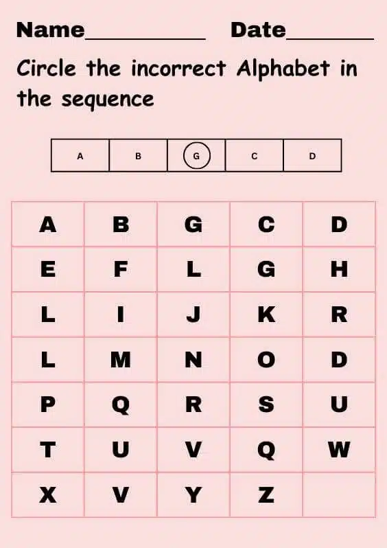 circle the correct alphabet worksheet