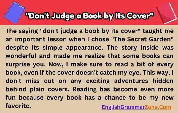 Paragraph on Don't Judge a Book by Its Cover