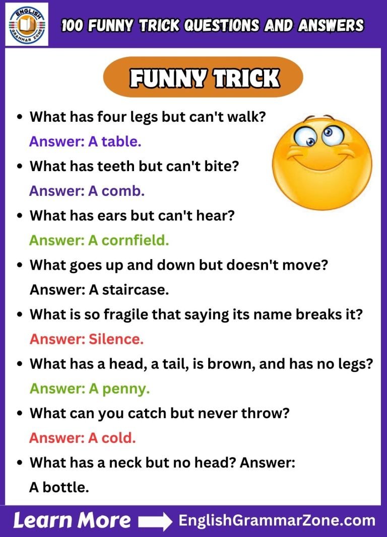 Easy Funny Tricky Riddles With Answers English Grammar Zone