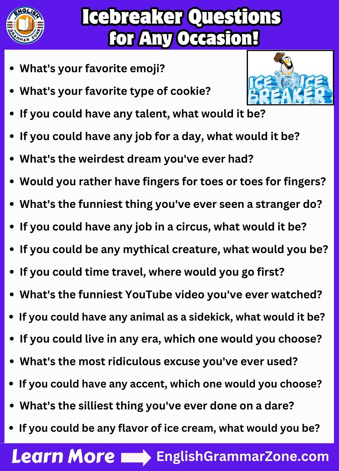 hilarious icebreaker questions for work