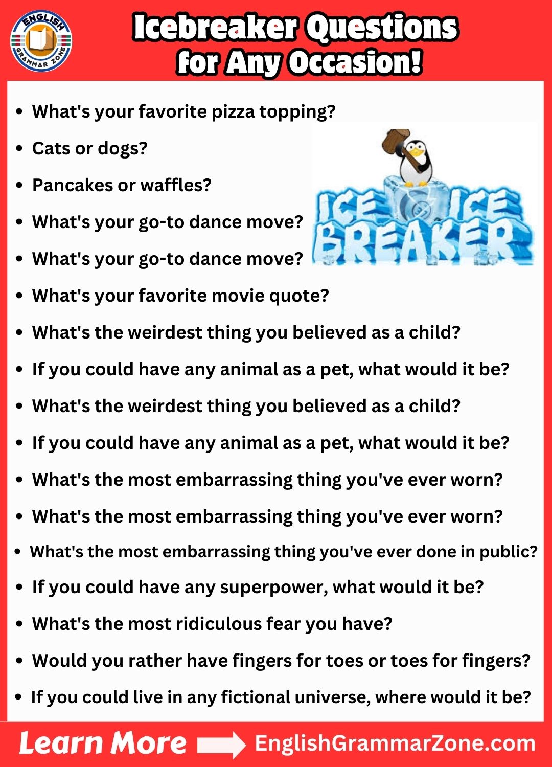 hilarious icebreaker questions for work