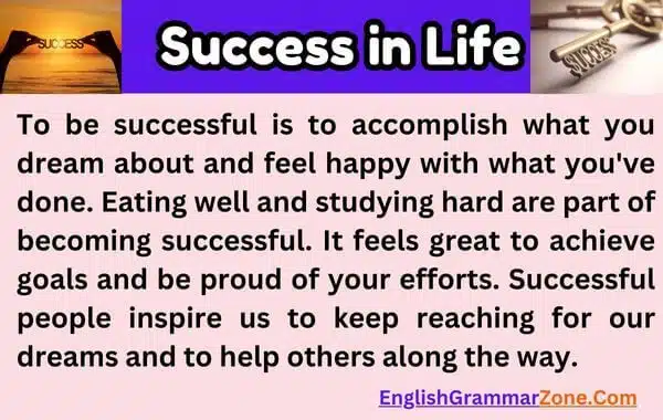paragraph on success in life