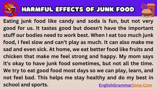 junk food and fast food paragraph for English