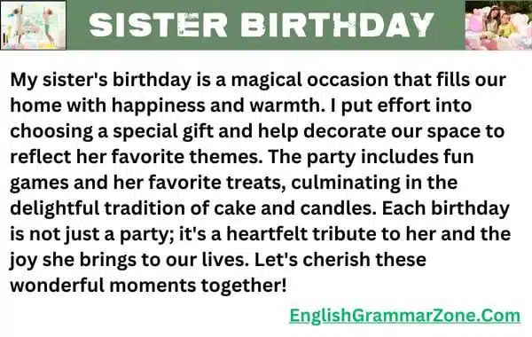 paragraph to my sister on her birthday