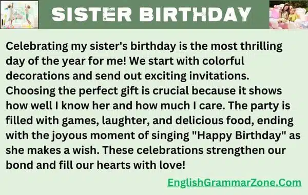 paragraph to my sister on her birthday