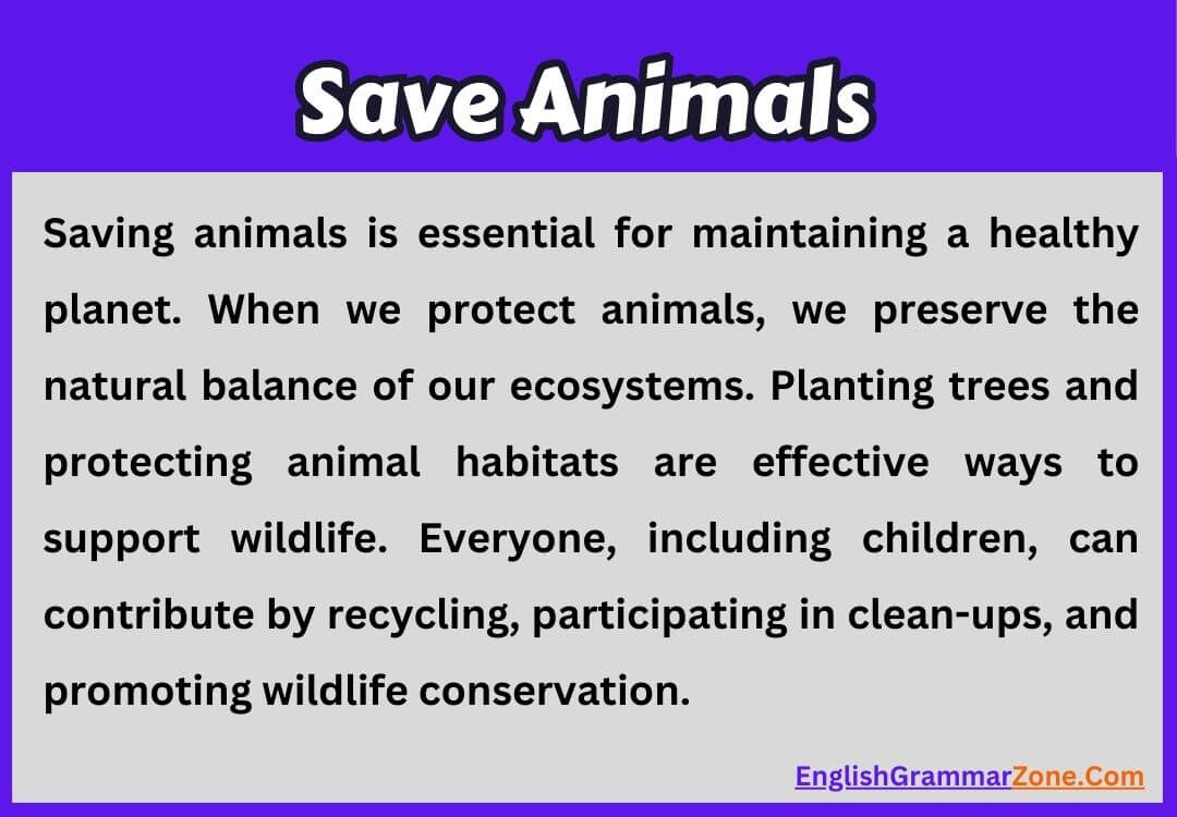 Paragraph on Save Animals