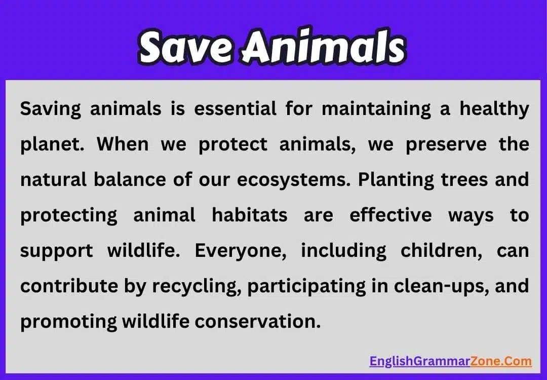 Paragraph on Save Animals