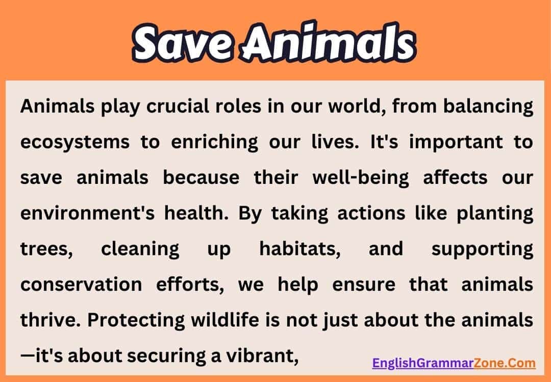 save animals paragraph