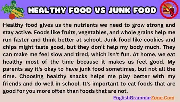 Paragraph on Healthy Food vs Junk Food