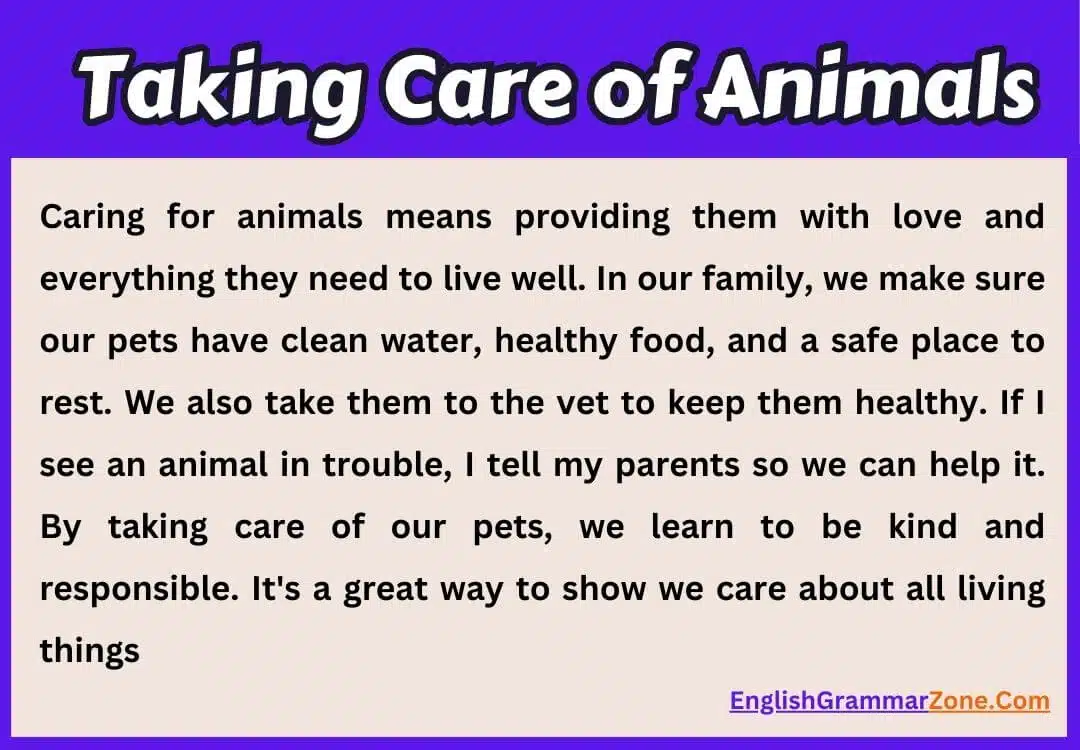 Paragraph on Taking Care of Animals