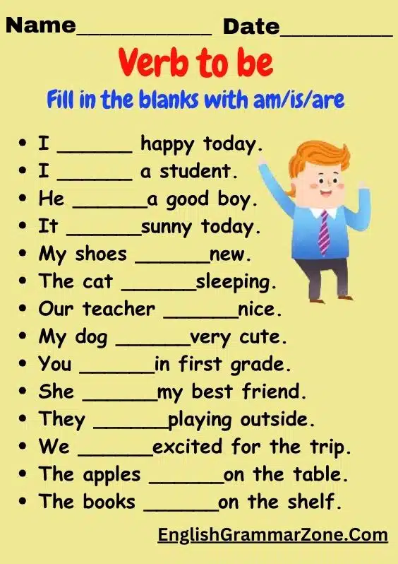 Verb to be worksheet exercise