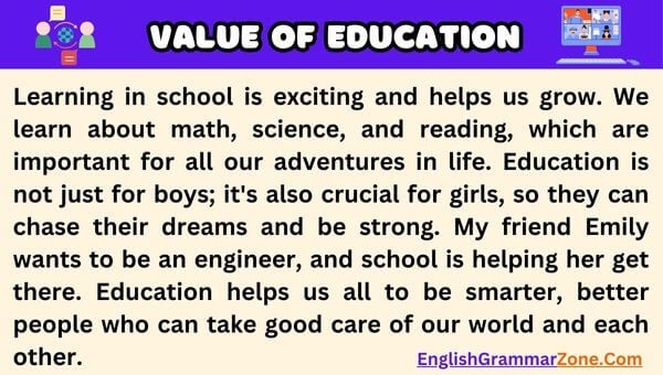 write a paragraph on value of education