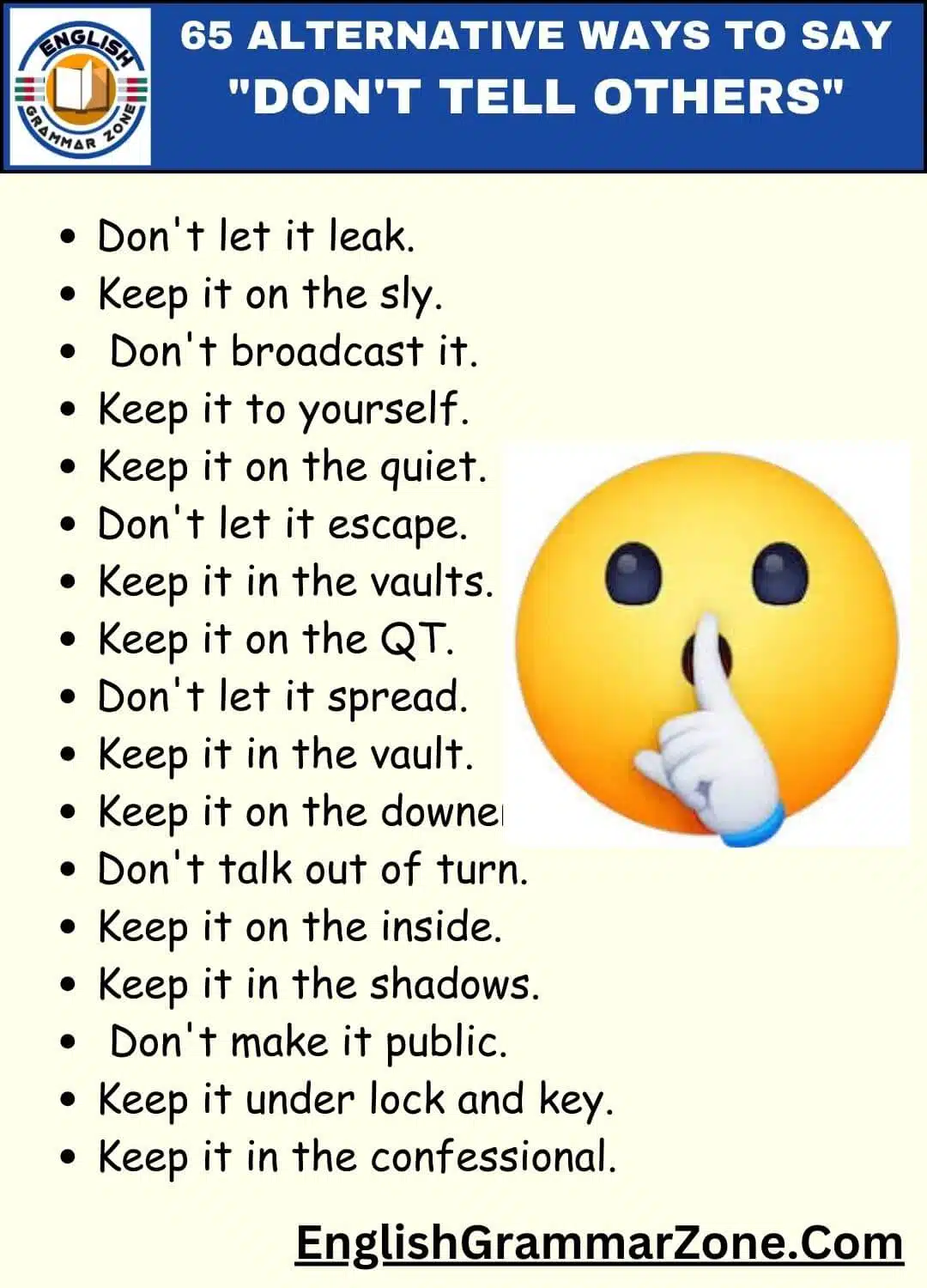 65 Ways to Say 'Don't Tell Others