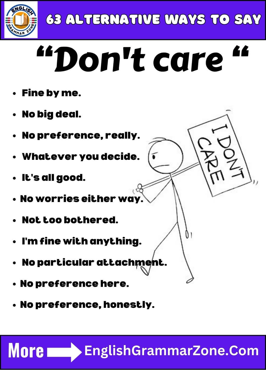 Alternative ways to say Don't care