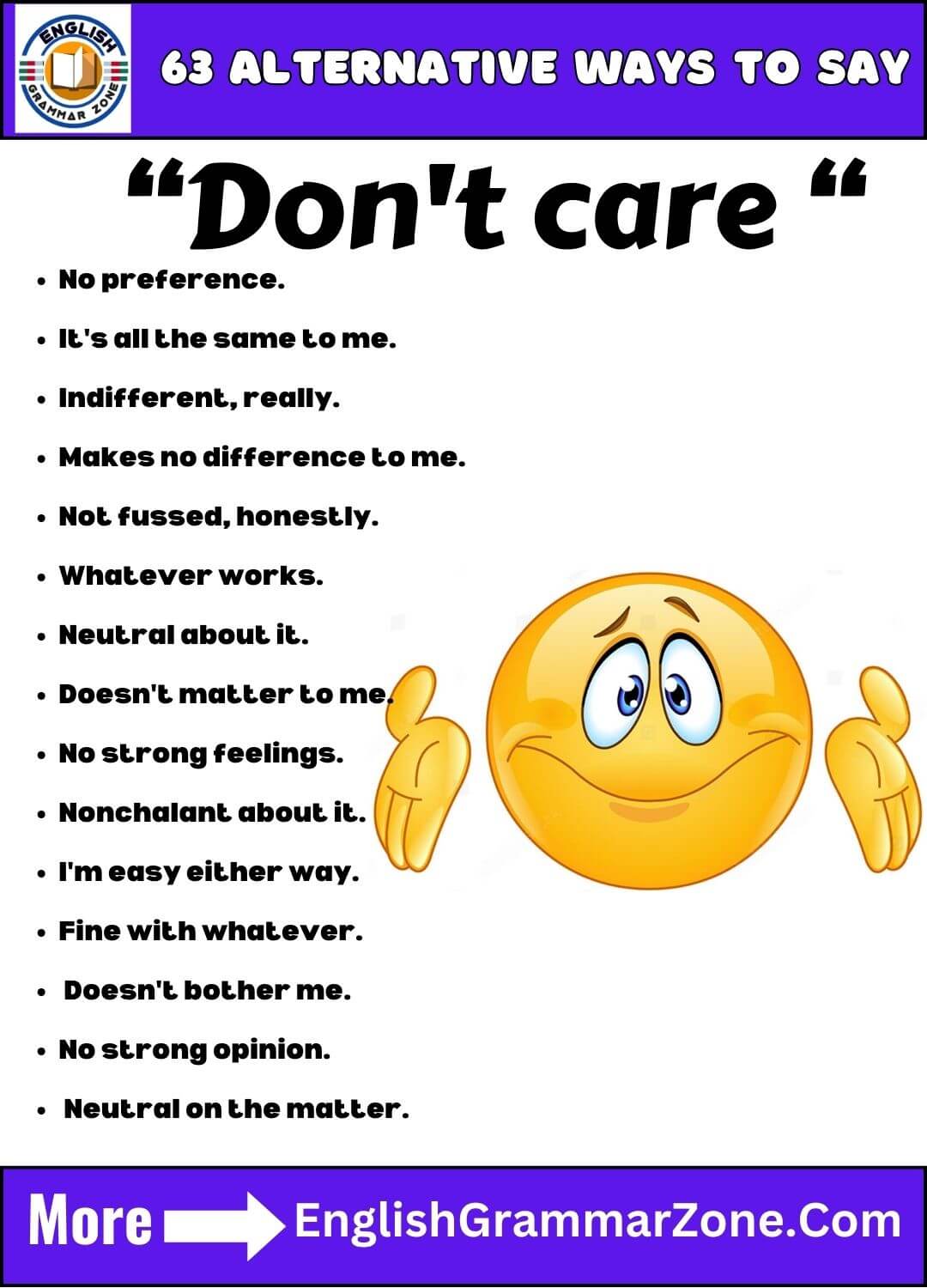 Alternative ways to politely say don't care examples