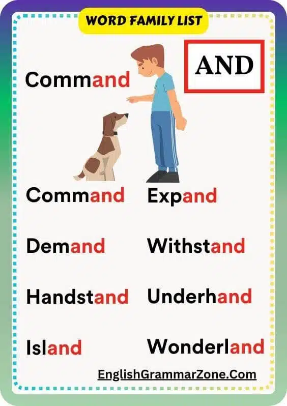 Word Family list with AND