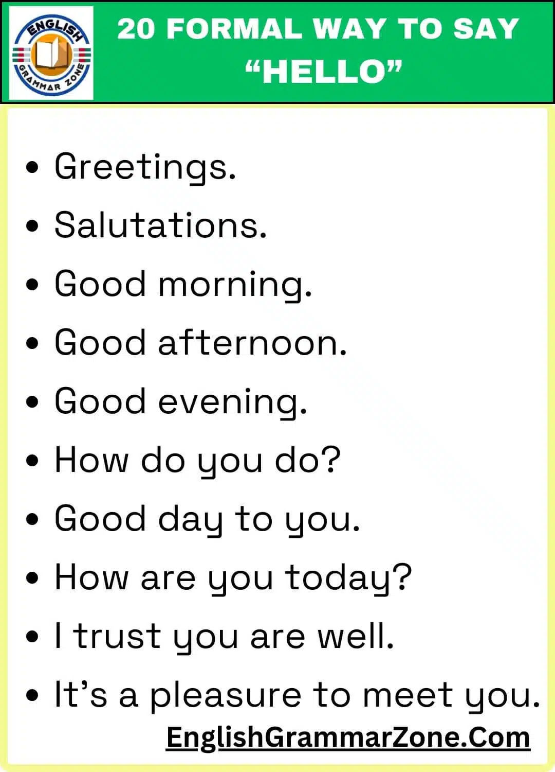 formal way to say Hello