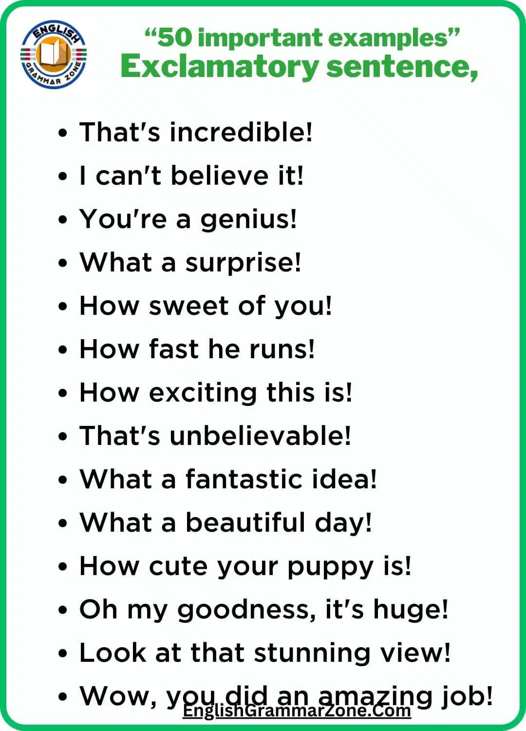 50 examples of exclamatory sentences