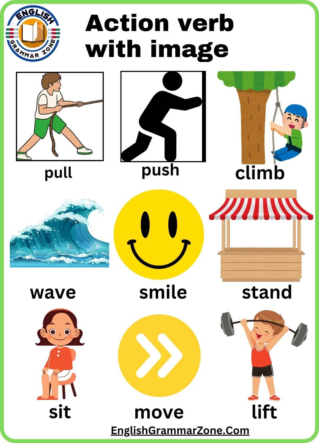 Action verb with image