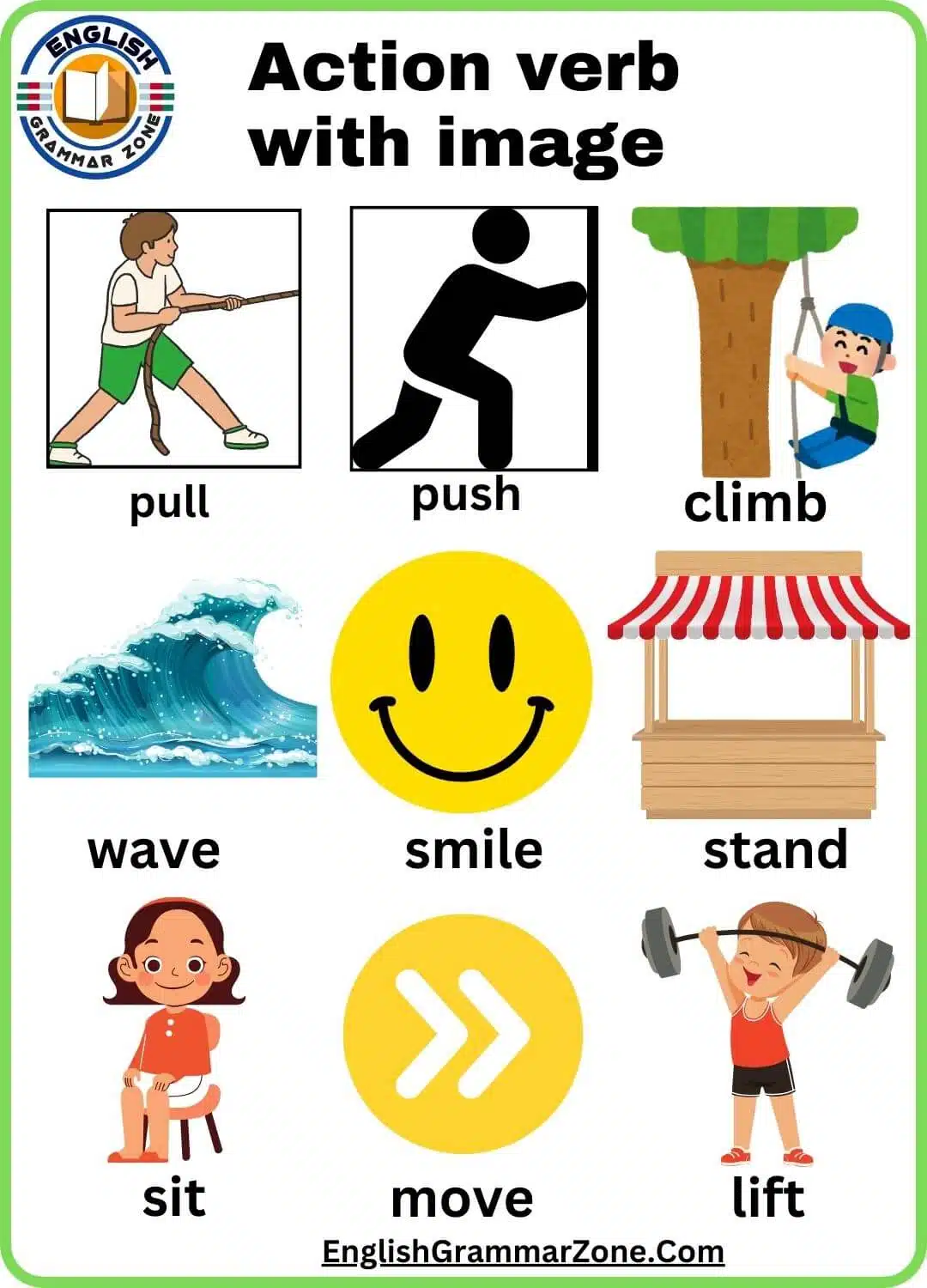 Action verb with image