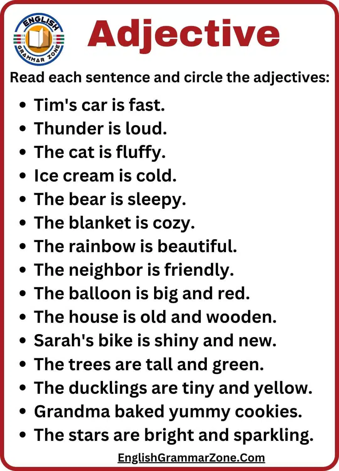 Find And Circle The Adjective