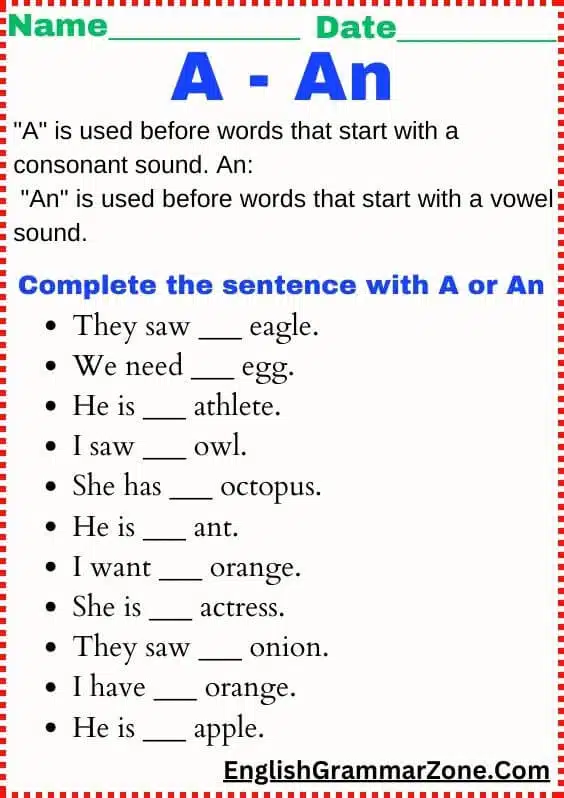 article worksheet