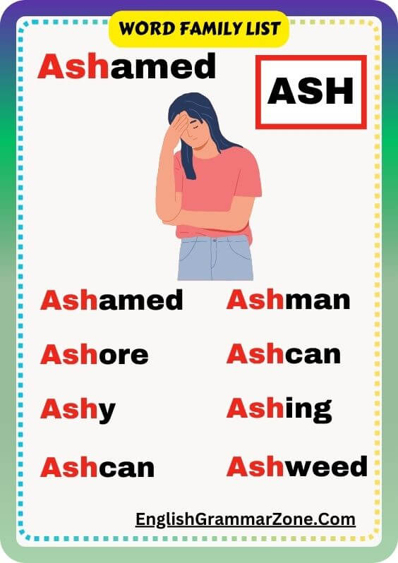 Ash word family worksheets free