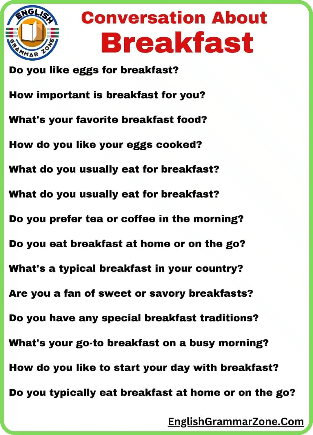 Conversation About Breakfast