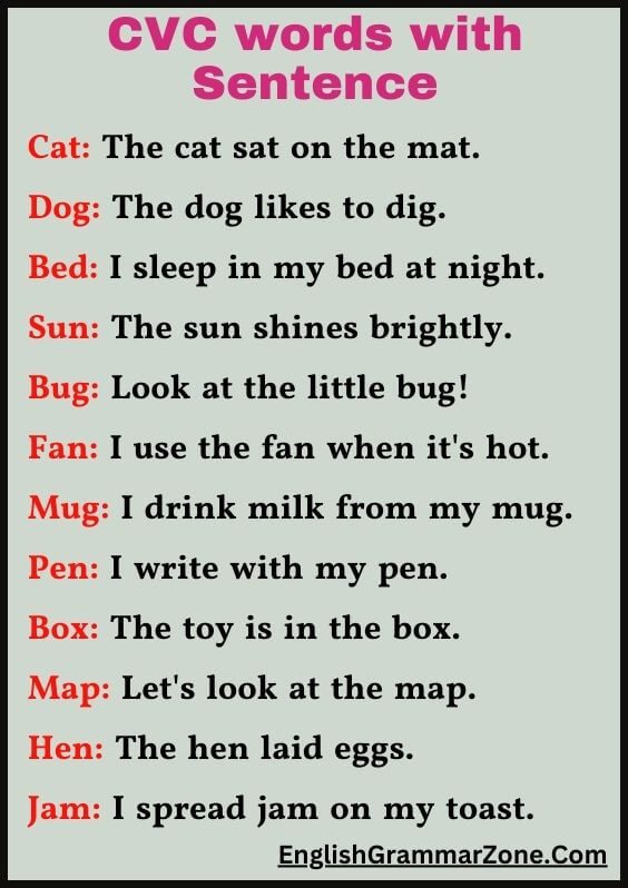 CVC Words With Example