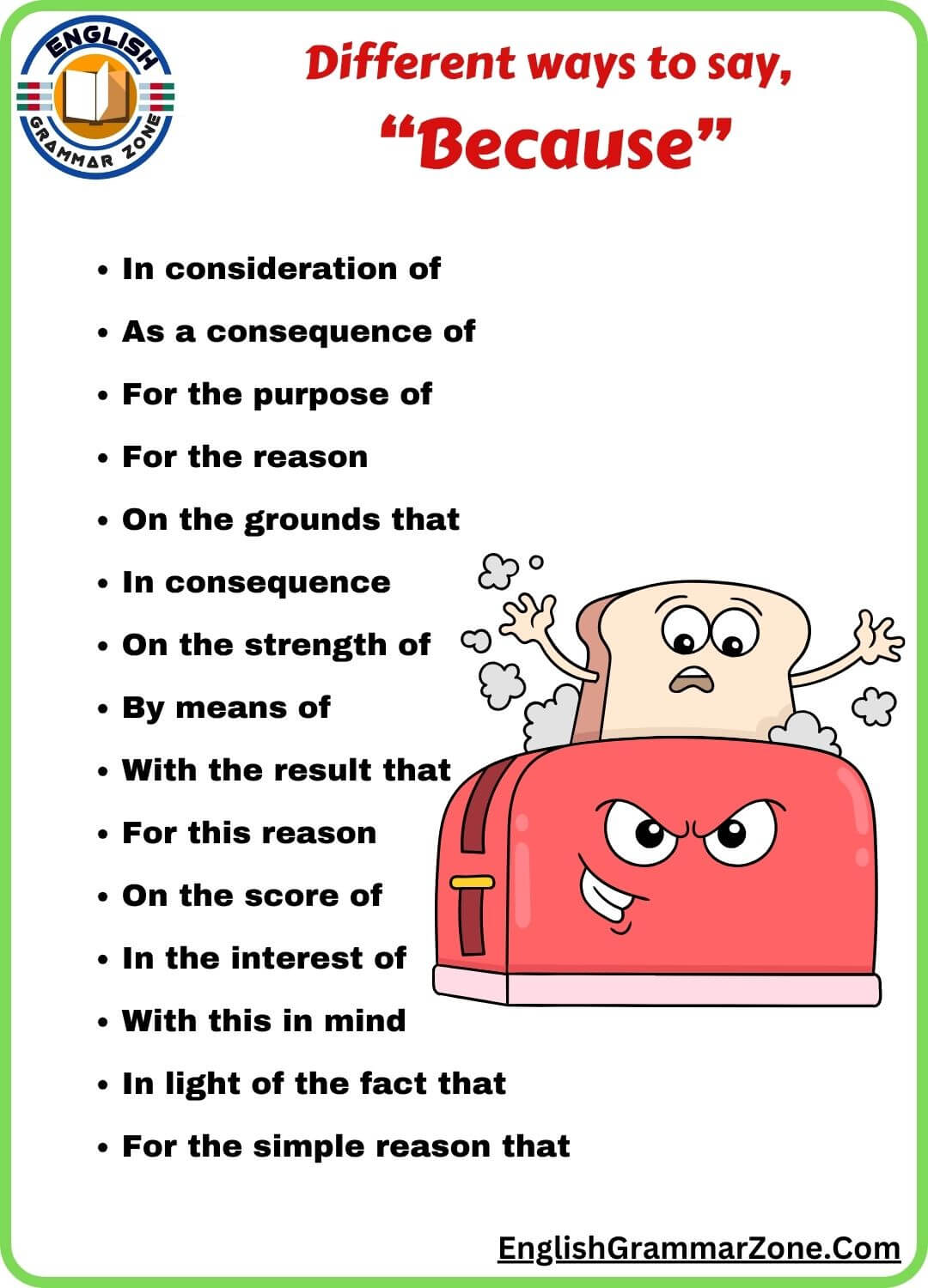 Different ways to say, “Because”