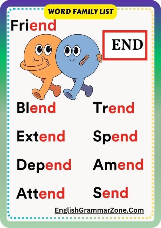 END Word Family list