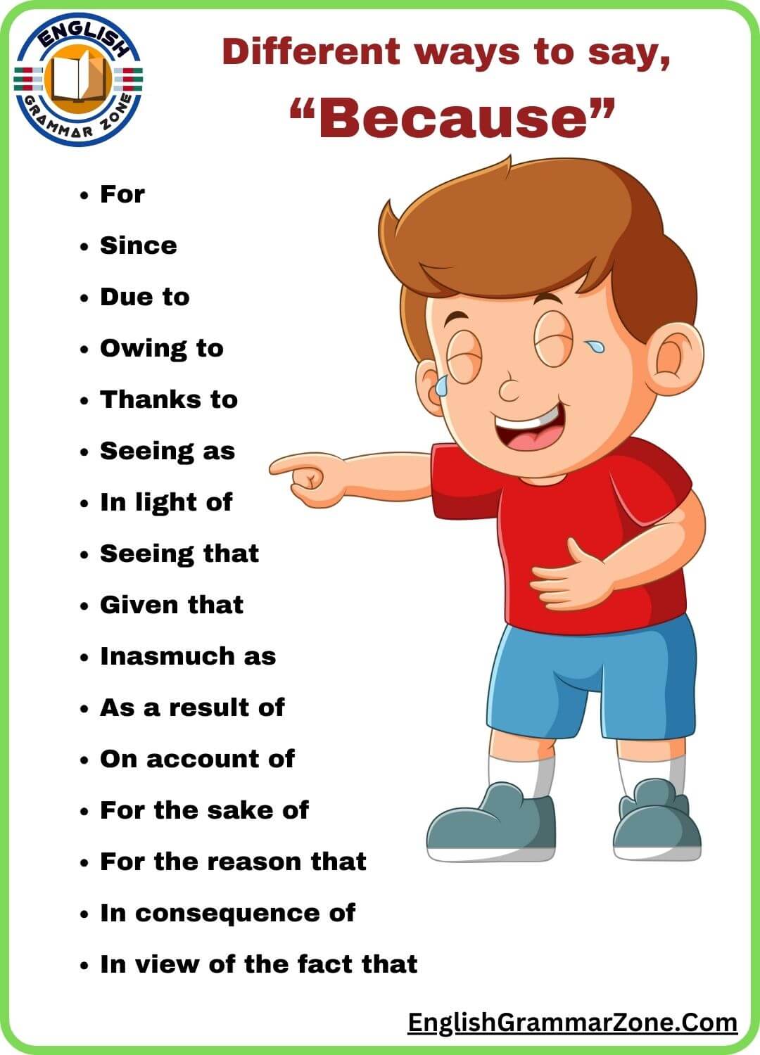 How to say because in a formal way