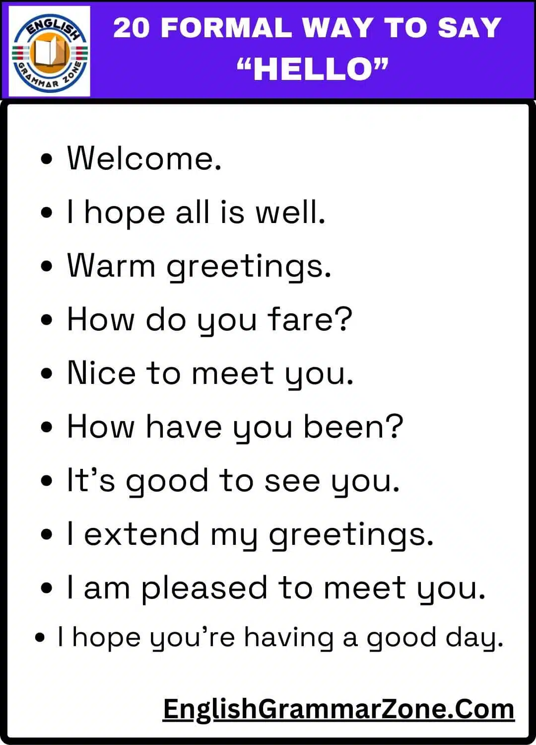 formal way to say Hello