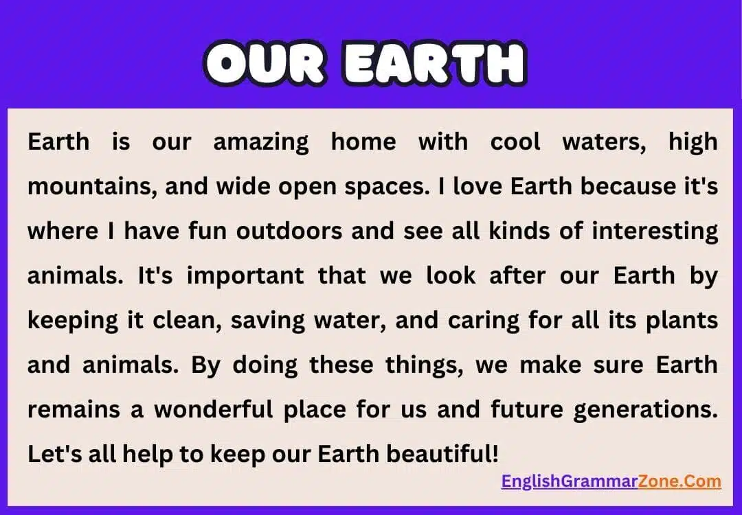 Our earth paragraph for English